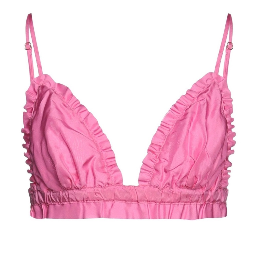 Silk Pink Ruffled Bralette